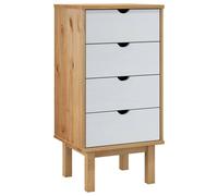 Berkfield Home Drawer Cabinet OTTA Brown&White 45x39x90cm Solid Wood Pine in White | Size: 45 x 39 x 90 cm Berkfield Home White 45 x 39 x 90 cm