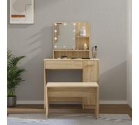 Berkfield Home Dressing Table Set with LED Sonoma Oak Engineered Wood in Brown Berkfield Home Brown