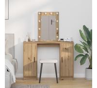 Berkfield Home Dressing Table with LED Lights Artisan Oak 102x33x135 cm in Brown | Size: 102 x 33 x 135 cm Berkfield Home Brown 102 x 33 x 135 cm