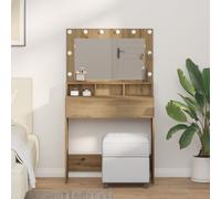Berkfield Home Dressing Table with LED Lights - Artisan Oak - 79 x 41 x 135 cm in Beige Berkfield Home Beige 79 x 41 x 135 cm
