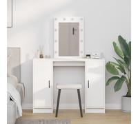 Berkfield Home Dressing Table with LED Lights White 102x33x135 cm | Size: 102 x 33 x 135 cm Berkfield Home White 102 x 33 x 135 cm