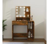 Berkfield Home Dressing Table with LED Smoked Oak 86.5x35x136 cm in Brown Berkfield Home Brown 86.5x35x136 cm