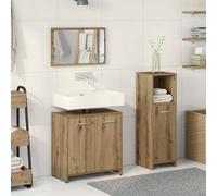 Berkfield Home Durable 3 Piece Bathroom Furniture Set Artisan Oak Engineered Wood in Brown Berkfield Home Brown
