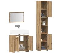 Berkfield Home Durable 3 Piece Bathroom Furniture Set Artisan Oak Engineered Wood in Brown Berkfield Home Brown