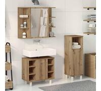 Berkfield Home Durable 3 Piece Bathroom Furniture Set Artisan Oak Engineered Wood in Brown Berkfield Home Brown