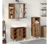 Berkfield Home Durable 3 Piece Bathroom Furniture Set Old Wood Engineered Wood in Brown Berkfield Home Brown