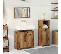Berkfield Home Durable 3 Piece Bathroom Furniture Set Old Wood Engineered Wood in Brown Berkfield Home Brown