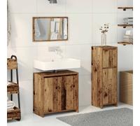 Berkfield Home Durable 3 Piece Bathroom Furniture Set Old Wood Engineered Wood in Brown Berkfield Home Brown