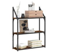 Berkfield Home Durable 3-Tier Wall Shelf Smoked Oak 60x21x78.5 cm Engineered Wood in Brown Berkfield Home Brown 60x21x78.5 cm