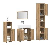 Berkfield Home Durable 4 Piece Bathroom Furniture Set Artisan Oak Engineered Wood in Brown Berkfield Home Brown
