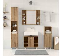Berkfield Home Durable 4 Piece Bathroom Furniture Set Artisan Oak Engineered Wood in Brown Berkfield Home Brown