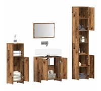 Berkfield Home Durable 4 Piece Bathroom Furniture Set Old Wood Engineered Wood in Brown Berkfield Home Brown