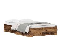 Berkfield Home Durable Bed Frame with Drawers Old Wood 120x190 cm Engineered Wood in Brown Berkfield Home Brown 120x190 cm