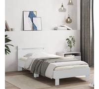 Berkfield Home Durable Bed Frame with Headboard & LED Lights White 90x190 cm Single Berkfield Home White Single