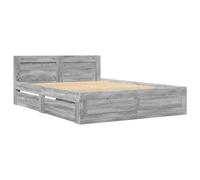 Berkfield Home Durable Bed Frame with Headboard without Mattress Grey Sonoma 140 Berkfield Home Grey