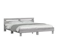 Berkfield Home Durable Bed Frame with LED without Mattress Grey Sonoma 160x200 cm Berkfield Home Grey 160x200 cm