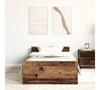 Berkfield Home Durable Bed Frame without Mattress Old Wood 75x190 cm Engineered Wood in Brown Berkfield Home Brown 75x190 cm