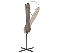 Berkfield Home Durable Cantilever Umbrella with Pole & LED Lights Taupe 300 cm Berkfield Home Taupe