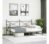 Berkfield Home Durable Daybed with Trundle without Mattress Black 90x200 cm Steel Berkfield Home Black 90x200 cm