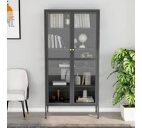Berkfield Home Durable Display Cabinet Anthracite 90x40x180 cm Steel & Tempere in Black | Size: 90 x 40 x 180 cm Berkfield Home Black 90 x 40 x 180 cm