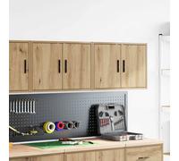 Berkfield Home Durable Garage Wall Cabinets 2 pcs Artisan Oak Engineered Wood in Brown Berkfield Home Brown
