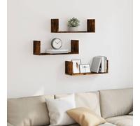 Berkfield Home Durable Wall Shelves 3 pcs Smoked Oak 58x18x18 cm Engineered Wood in Brown | Size: 58 x 18 x 18 cm Berkfield Home Brown 58 x 18 x 18 cm