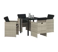 Berkfield Home Elegant 5 Piece Garden Dining Set with Cushions Light Grey Poly Rattan Berkfield Home Multicolor