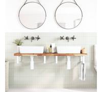 Berkfield Home Elegant Basin Shelf Wall Mounted Steel & Solid Wood Acacia in Brown Berkfield Home Brown