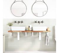 Berkfield Home Elegant Basin Shelf Wall Mounted Steel & Solid Wood Acacia in Brown Berkfield Home Brown