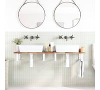 Berkfield Home Elegant Basin Shelf Wall Mounted Steel & Solid Wood Acacia in Brown Berkfield Home Brown