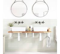 Berkfield Home Elegant Basin Shelf Wall Mounted Steel & Solid Wood Acacia in Brown Berkfield Home Brown