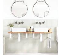 Berkfield Home Elegant Basin Shelf Wall Mounted Steel & Solid Wood Acacia in Brown Berkfield Home Brown