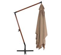 Berkfield Home Elegant Cantilever Umbrella with Wooden Pole 400x300 cm Taupe in Beige Berkfield Home Beige 400x300 cm