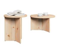 Berkfield Home Elegant Coffee Table Set 2 pcs Natural Solid pine wood in Light Brown Berkfield Home Light Brown