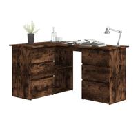Berkfield Home Elegant Corner Desk Smoked Oak 145x100x76 cm Engineered Wood in Brown | Size: 145 x 100 x 76 cm Berkfield Home Brown 145 x 100 x 76 cm