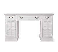 Berkfield Home Elegant Double Pedestal Desk White 140x48x80 cm | Size: 140 x 48 x 80 cm Berkfield Home White 140 x 48 x 80 cm