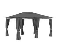 Berkfield Home Elegant Garden Marquee with Curtains 4x3 m Anthracite in Charcoal Berkfield Home Charcoal