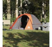 Berkfield Home Family Tent Cabin 6-Person Grey & Orange Waterproof Berkfield Home Grey