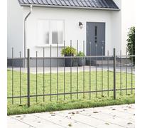 Berkfield Home Fence Panel with Spike Arch Set of 4 Grey Powder-Coated Steel Berkfield Home Grey