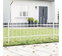 Berkfield Home Fence Panel with Spike Arch Set of 4 White Powder-Coated Steel Berkfield Home White