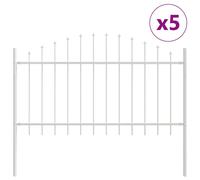 Berkfield Home Fence Panel with Spike Arch Set of 5 White Powder-Coated Steel Berkfield Home White