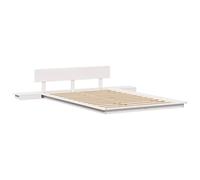 Berkfield Home Floor Bed Frame with Bedside Tables White 140x190cm Solid Wood | Size: 140x190 cm Berkfield Home White 140x190 cm