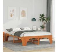 Berkfield Home Floor Bed Frame with Storage Brown 140 x 200 cm Solid pine wood Berkfield Home Brown 140 x 200 cm
