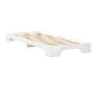 Berkfield Home Floor Bed Frame with Storage White 100 x 210 cm Wood Berkfield Home White 100 x 210 cm