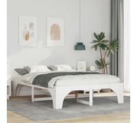 Berkfield Home Floor Bed Frame with Storage White 160 x 200 cm Solid pine wood Berkfield Home White 160 x 200 cm
