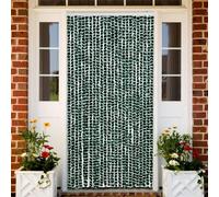Berkfield Home Fly Curtain Green & White 100x200 cm Chenille Berkfield Home Green 100x200 cm