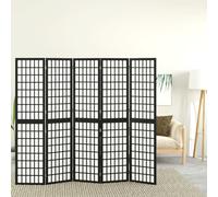 Berkfield Home Folding 5-Panel Room Divider Japanese Style 200x170 cm Black Berkfield Home Black 200x170 cm