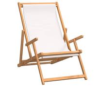 Berkfield Home Folding Beach Chair Solid Wood Teak Cream Berkfield Home Cream