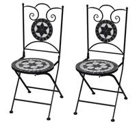 Berkfield Home Folding Bistro Chairs 2 pcs Ceramic Black & White Berkfield Home Multicolor