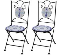 Berkfield Home Folding Bistro Chairs 2 pcs Ceramic Blue & White Berkfield Home Multicolor
